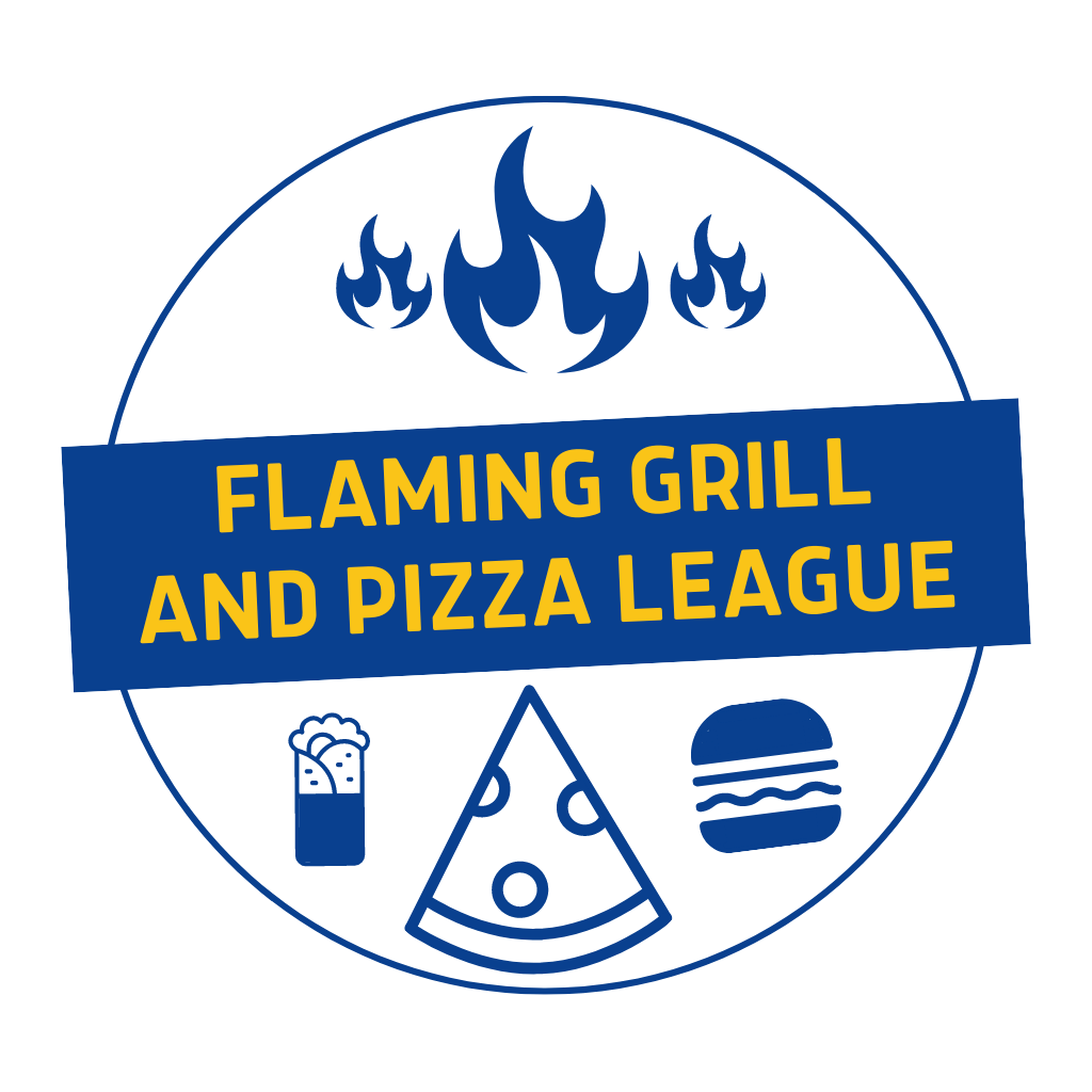Flaming Grill & Pizza League logo.